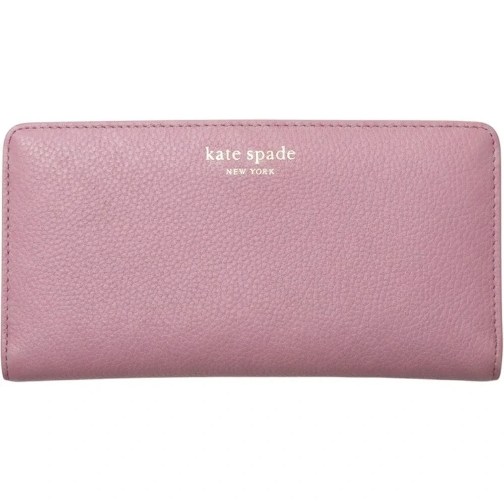 Wallet Kate Spade Pebbled Leather Slim Bifold Womens Orchid Pink